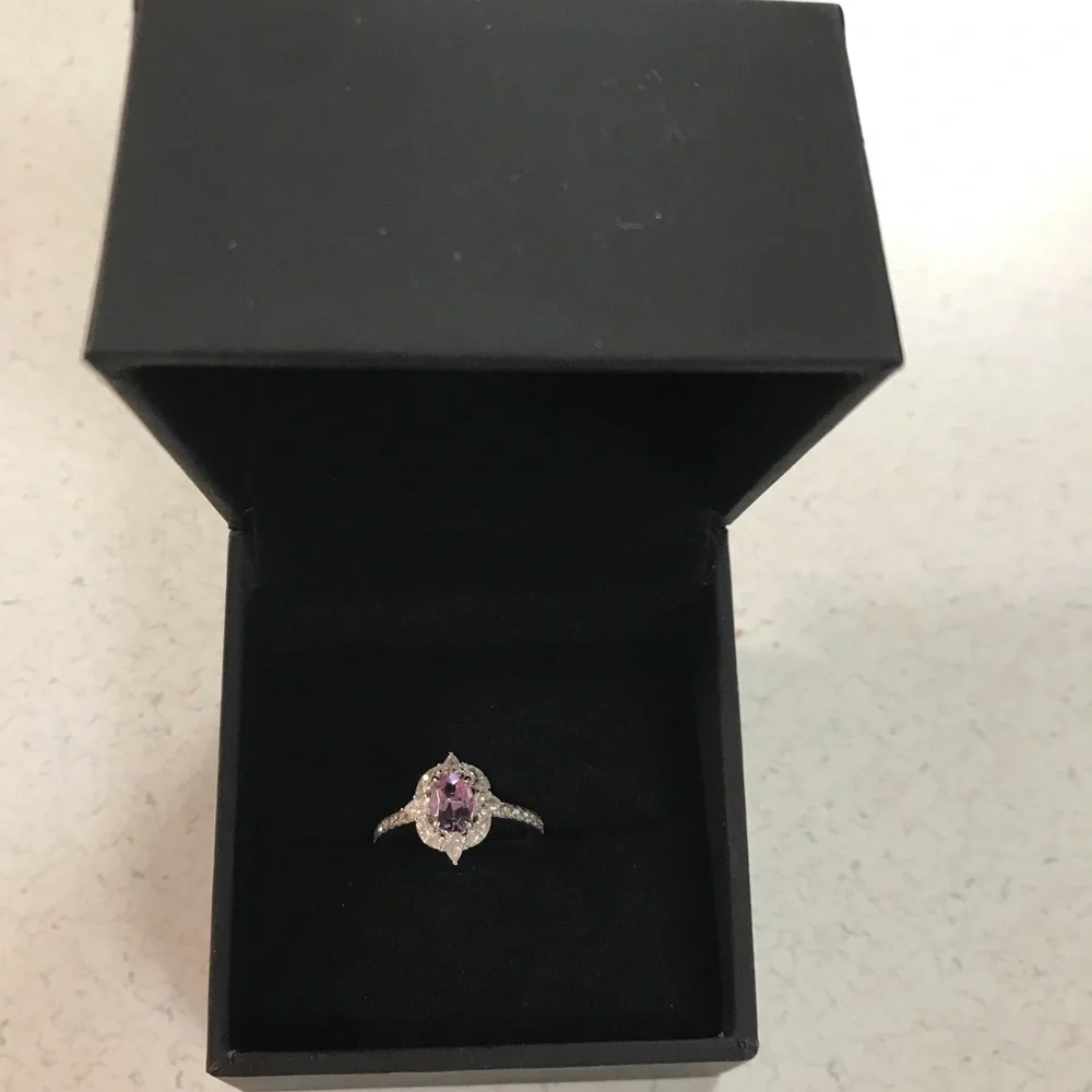 Oval Cut Amethyst Diamond Engagement Ring 3/4 ct TW 14k White Gold Kay S… - Picture 3 of 9